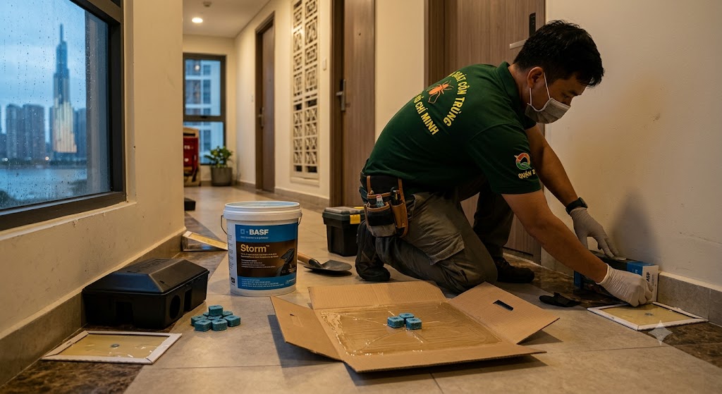 Hình ảnh kiểm soát chuột tại khu vực quận 2