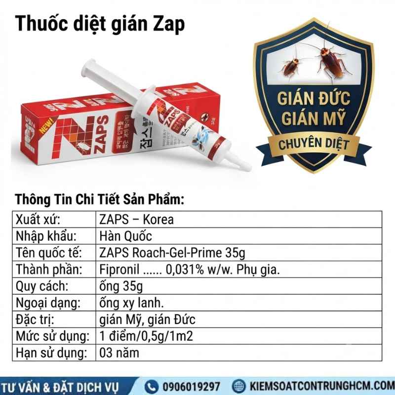 Thuốc Diệt Gián ZAPS - Nhập Khẩu Hàn Quốc