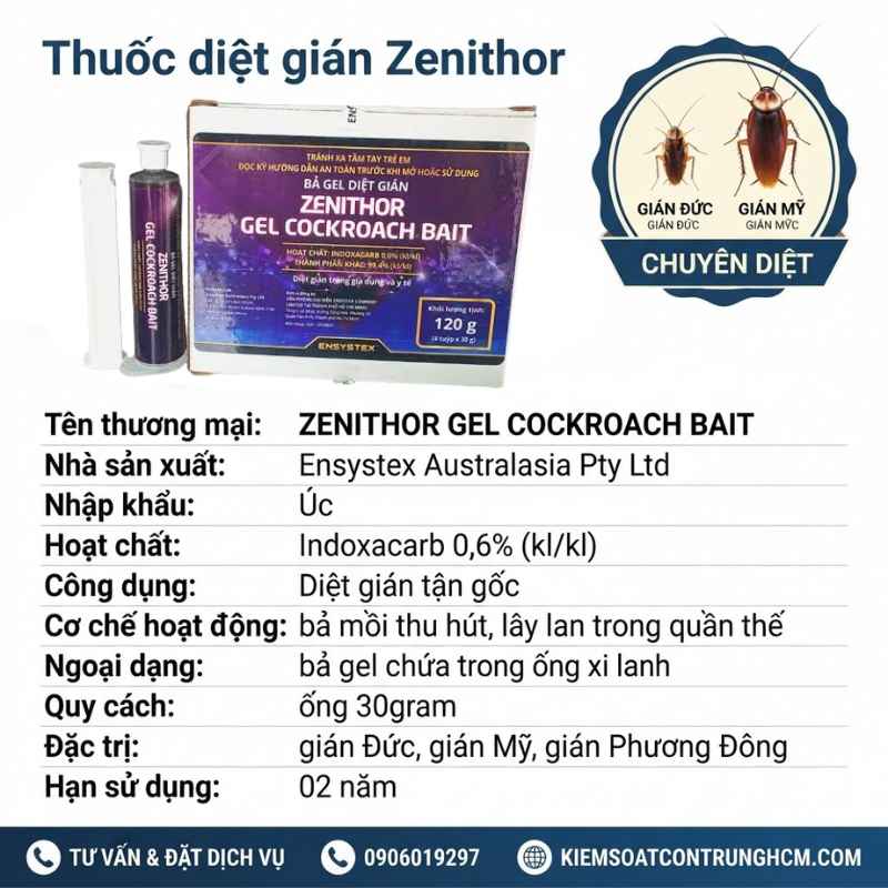 THUỐC DIỆT GIÁN ZENITHOR - gel diệt gián tốt nhất, hiệu quả nhất